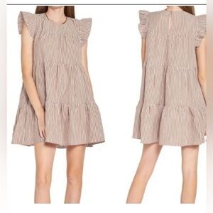 En Saison Striped Babydoll Short Sleeve Dress